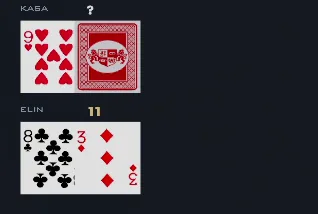 Masa paneli: kasanın bir kartı kapalı, elin 11.