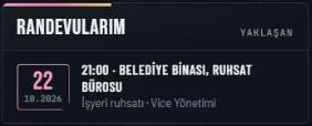Randevun: Belediye, ruhsat bürosu